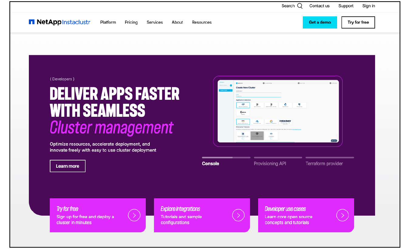 Instaclustr app management animation