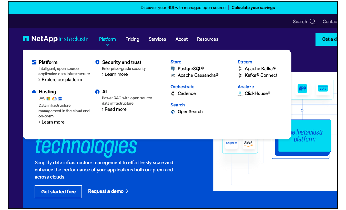 Instaclustr submenu icons